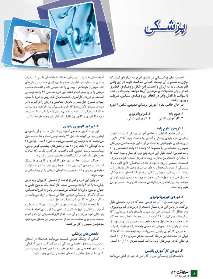 پزشکی (معرفی رشته + جدول دانشگاه‌ها + رتبه‌ی مورد نیاز) - سایت کانون