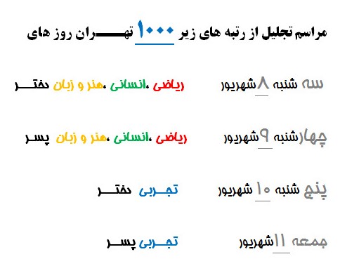 ثبت نام مراسم تجلیل ازرتبههای زیر 1000 تهران در کنکور 1401