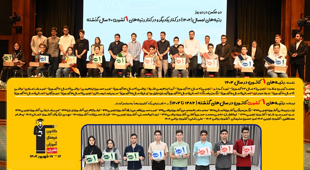 رتبه‌های 1 کنکور 1404 از رتبه‌های 1 سال‌های گذشته جایزه گرفتند