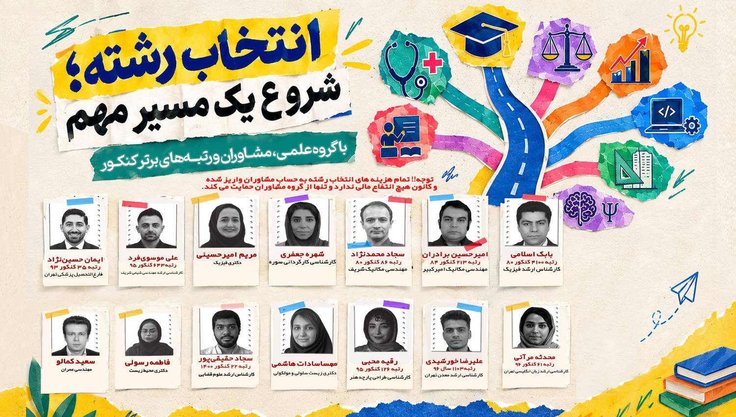 انتخاب رشته کنکور 1405با گروه علمی، مشاوران و رتبههای برتر کنکور