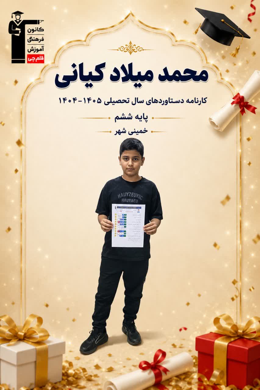 محمدمیلاد کیانی پایه ششم با تراز 4700 و 576 پاسخ صحیح