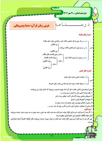 اسم و فعل - دوازدهم انسانی - درسنامه - مدیا ویس بیگی