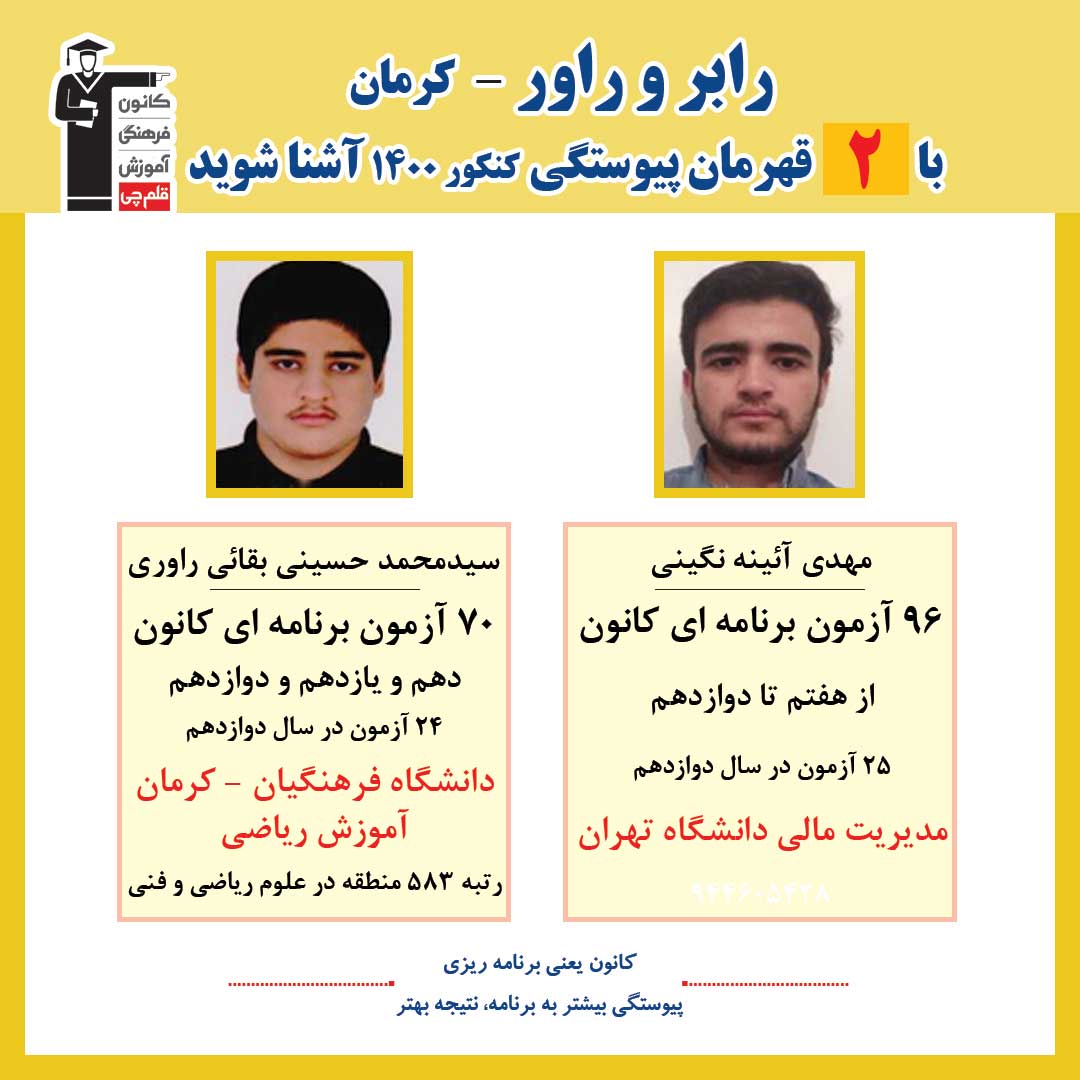 با 2 نفر قهرمانان پیوستگی رابر و راور در کنکور 1400 آشنا شوید