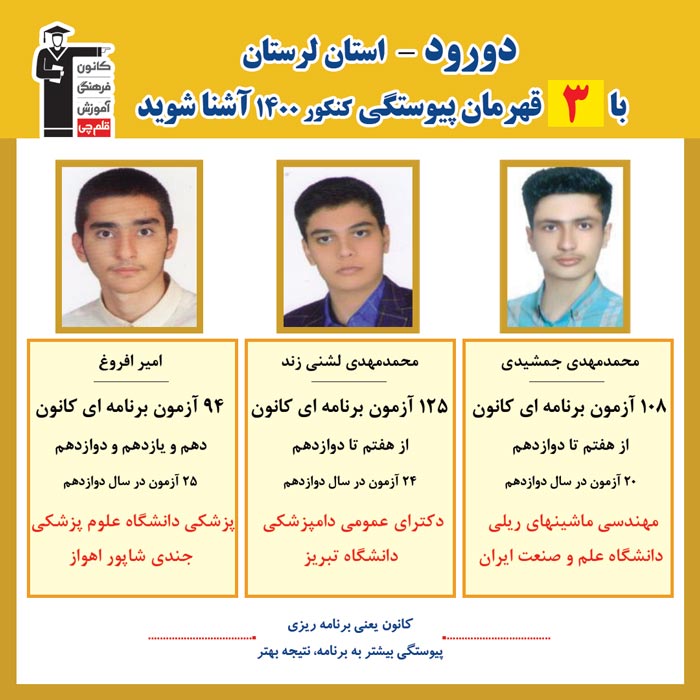 با 3 نفر قهرمانان پیوستگی دورود در کنکور 1400 آشنا شوید