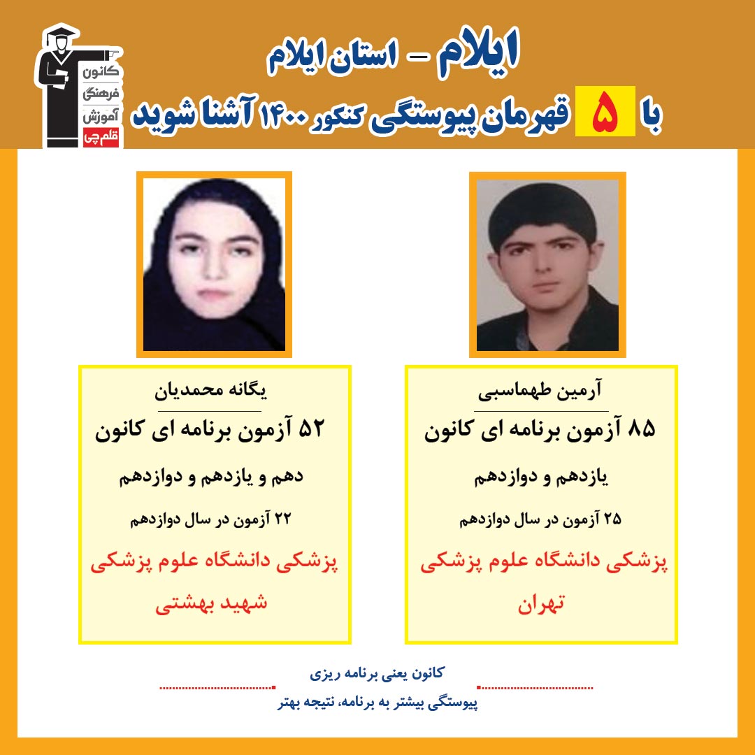 با 5 نفر قهرمانان پیوستگی ایلام در کنکور 1400 آشنا شوید