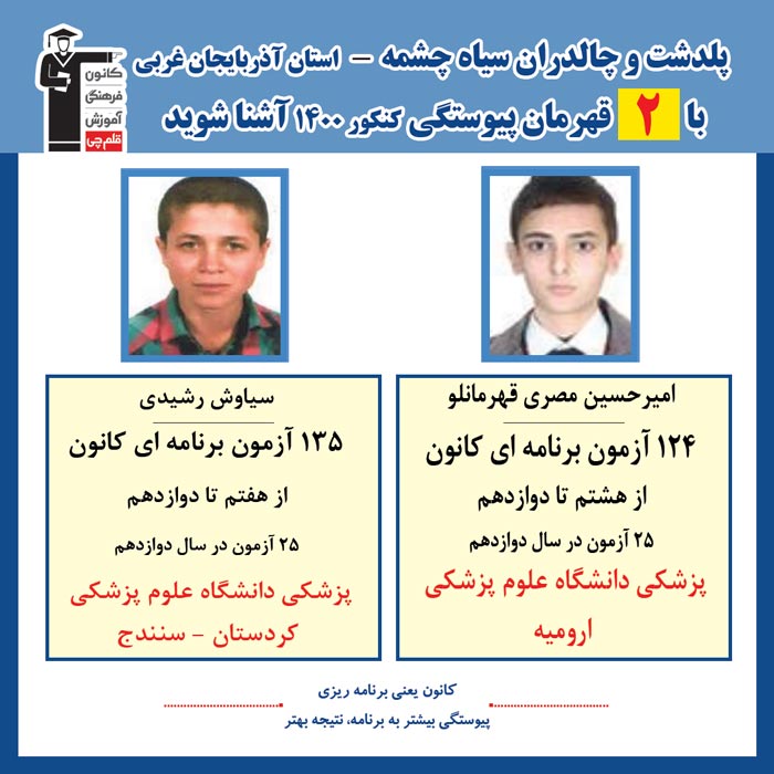 با 2 نفر قهرمانان پیوستگی پلدشت-چالدران درکنکور 1400 آشنا شوید
