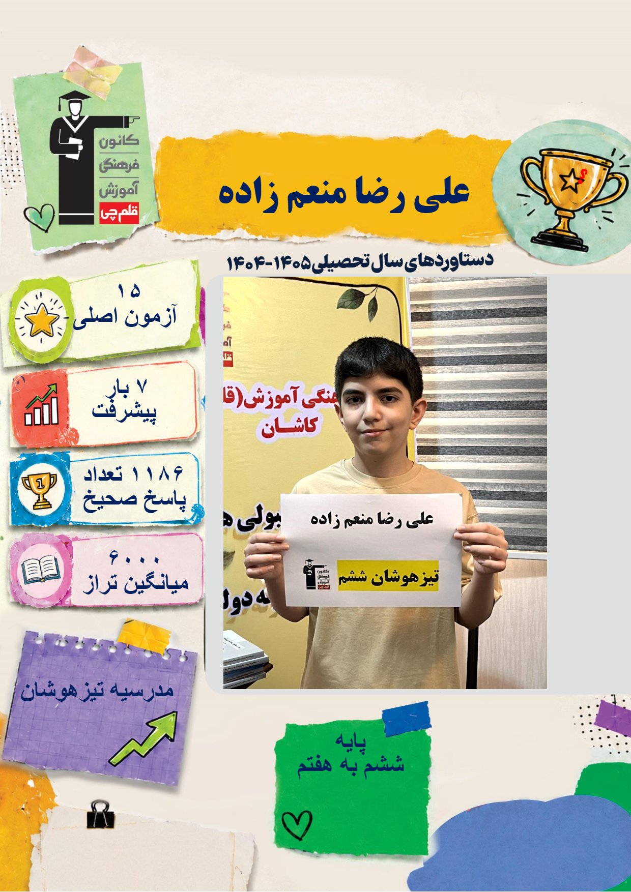 گفت و گو با علیرضا منعم زاده قبولی تیزهوشان ششم به هفتم