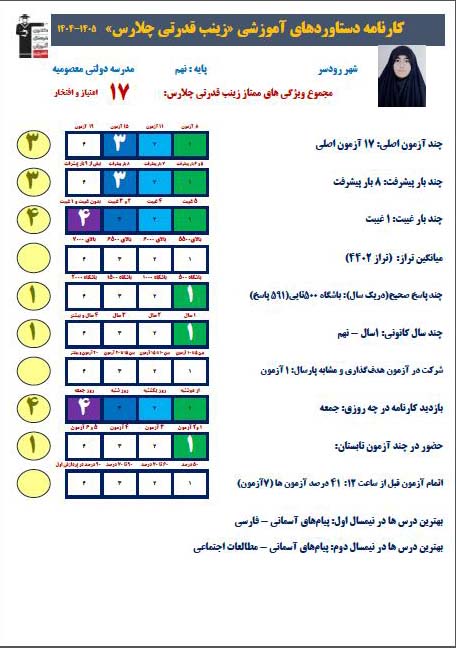 گفتگوبا زینب قدرتی پایه نهم قبولی نمونه دولتی