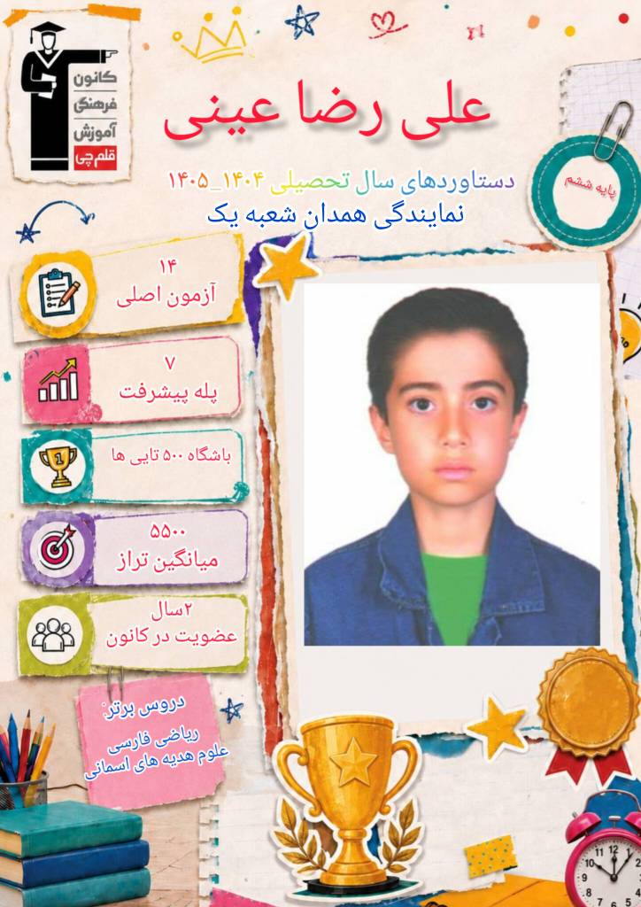 گفتگو با علیرضا عینی قبولی تیزهوشان پایه ششم از همدان یک