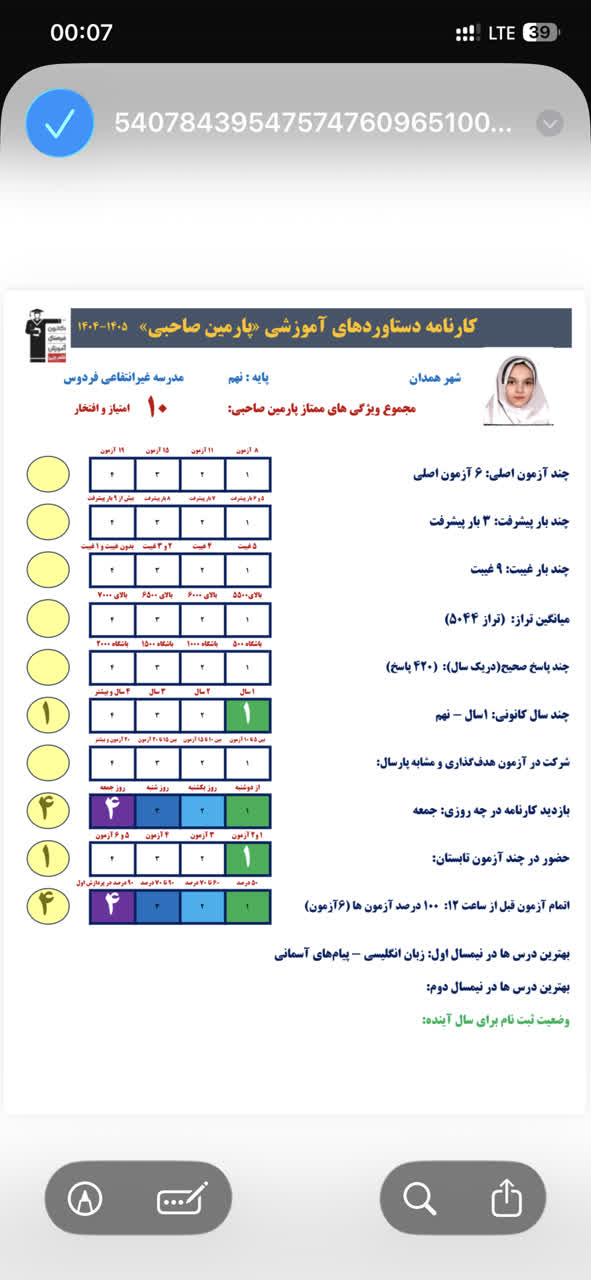 گفتگو با پارمین صاحبی قبولی نمونه دولتی از همدان یک