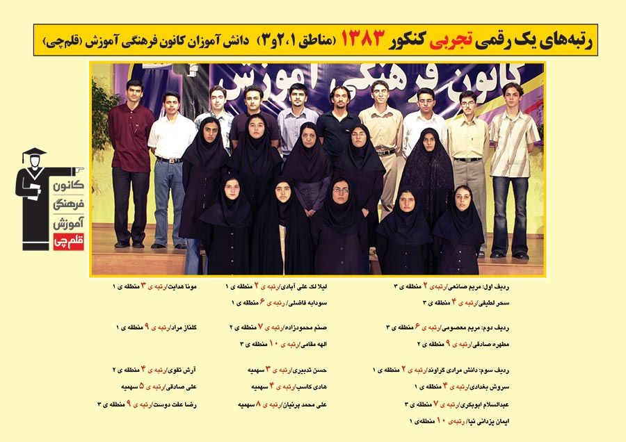 رتبه های یک رقمی رشته تجربی