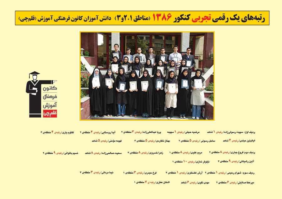 رتبه های یک رقمی رشته تجربی