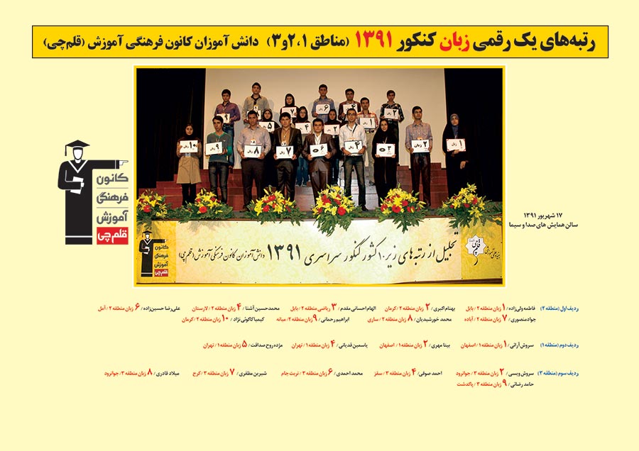 رتبه های یک رقمی رشته زبان